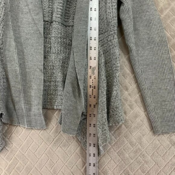 Jones New York Womens Small Cardigan Sweater Sparkly Gray Wool Blend Open Front - Picture 7 of 11